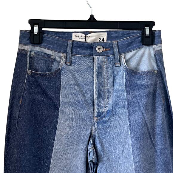 Rag & Bone Patchwork 
Miramar Nina Cigarette Stretch Pants In Bryon Blue Size 24 - Picture 5 of 14